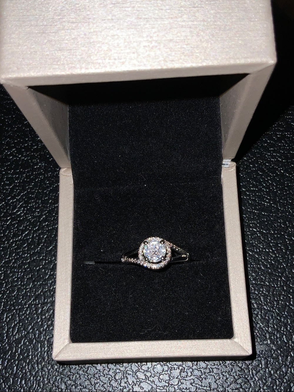Silver Halo Solitaire Ring with Clear Center Stone - Women Jewelry